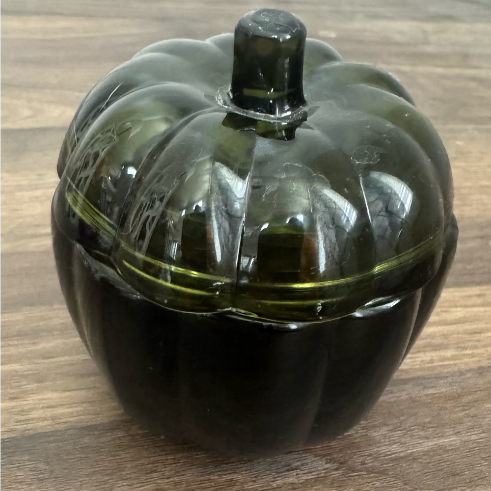 VTG Dark Green Glass Pumpkin Jar